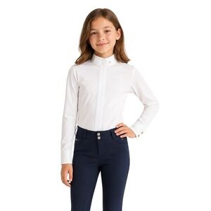Kaki Wom Girls' Long Sleeve Mock Neck Hidden Button Down Shirt Bodysuit Sz 4 NWT